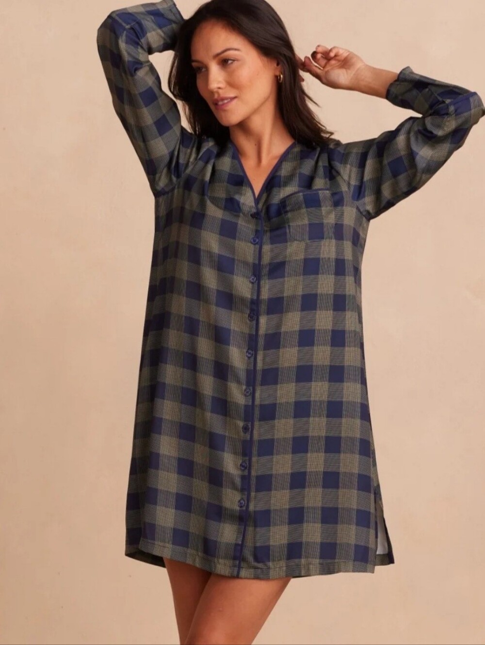 NWT Summersalt Cloud 9 Boyfriend Sleep Shirt Buffalo Plaid Size Medium